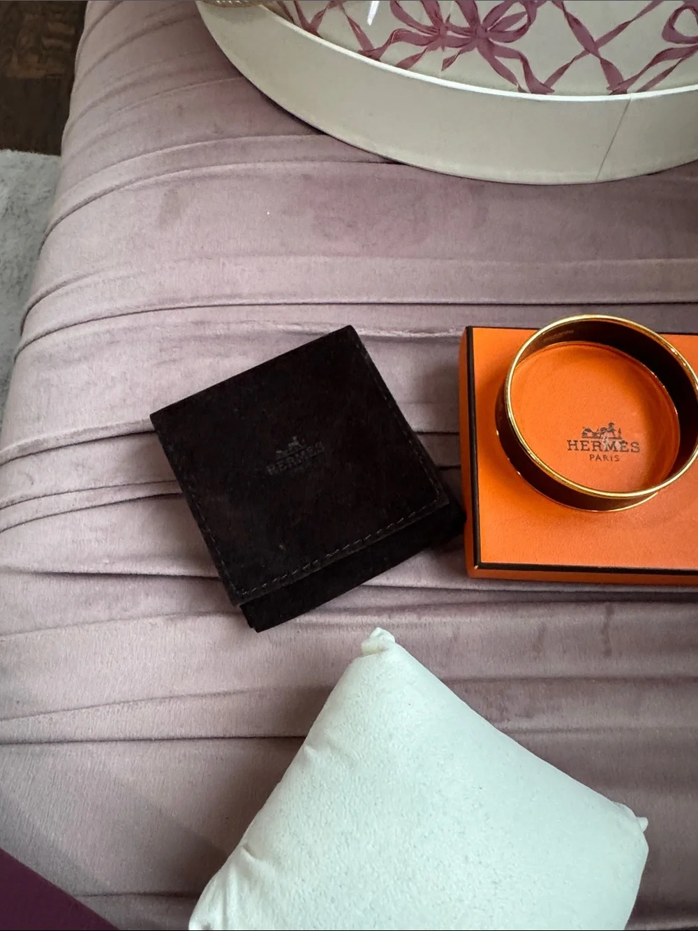 Hermès Enamel Bangle in Dark Brown with Gold Trim - Picture 6 of 6